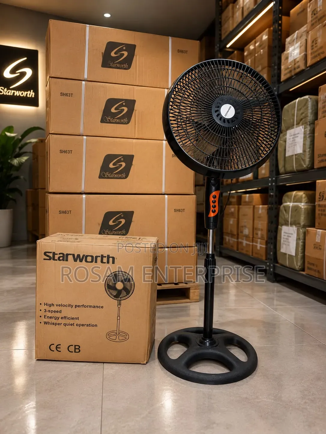 Starworth Stand Fan 16" Round Base