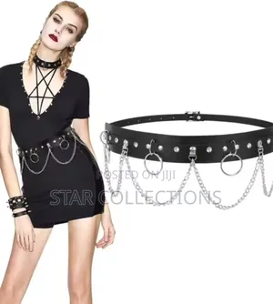 Gothic Leather Chain Belt