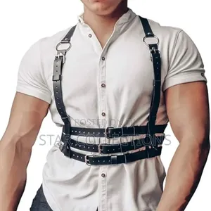 Unisex Goth Punk Leather Harness Belt