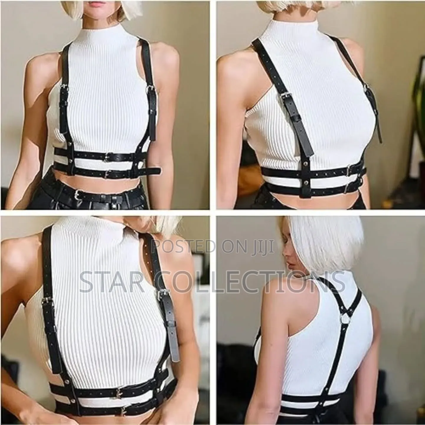 Goth Punk Leather Harness Belt