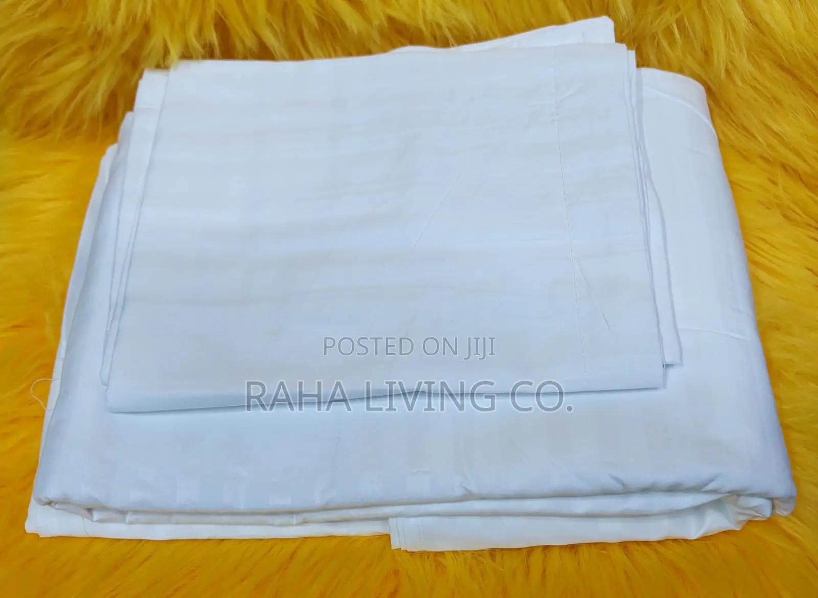 TC White Bedsheets | Size 6x6 | Plain White Striped Cotton Feel