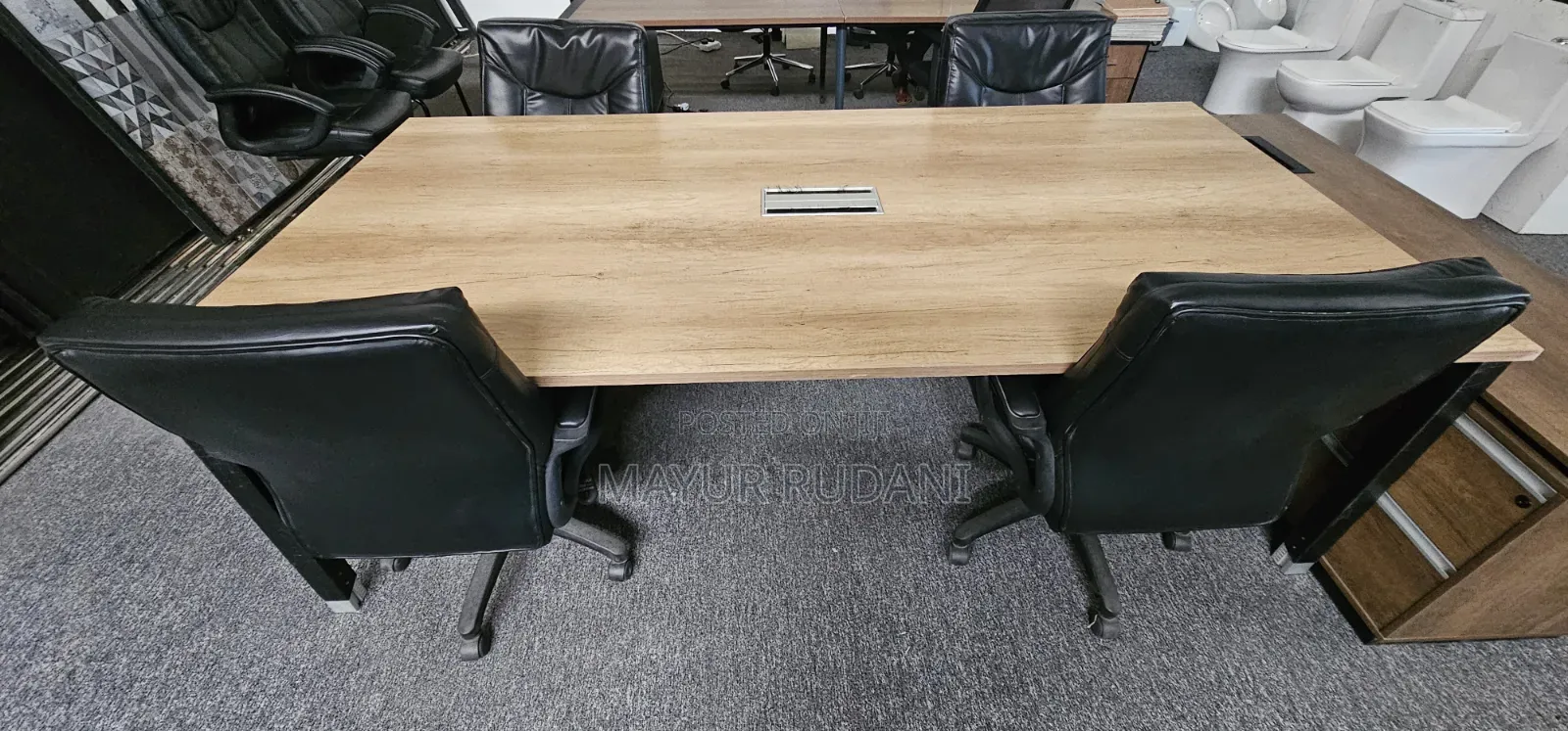 Confrance Desk Along With 4 Leather Revolving Chairs