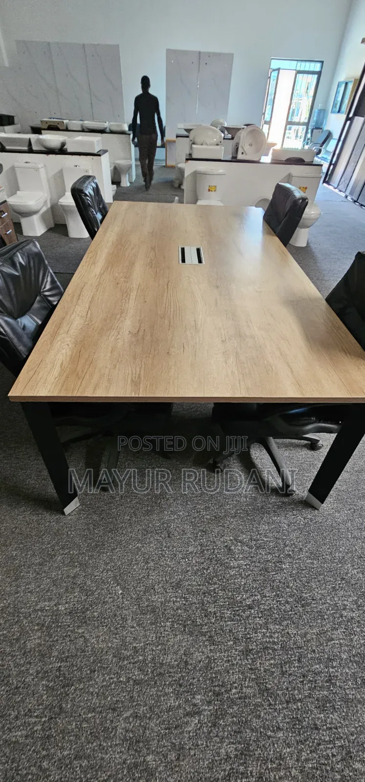Confrance Desk Along With 4 Leather Revolving Chairs
