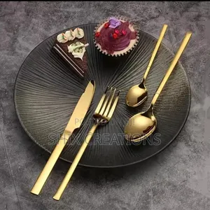 25 Pieces Glister Gold Dinning Spoon Sets