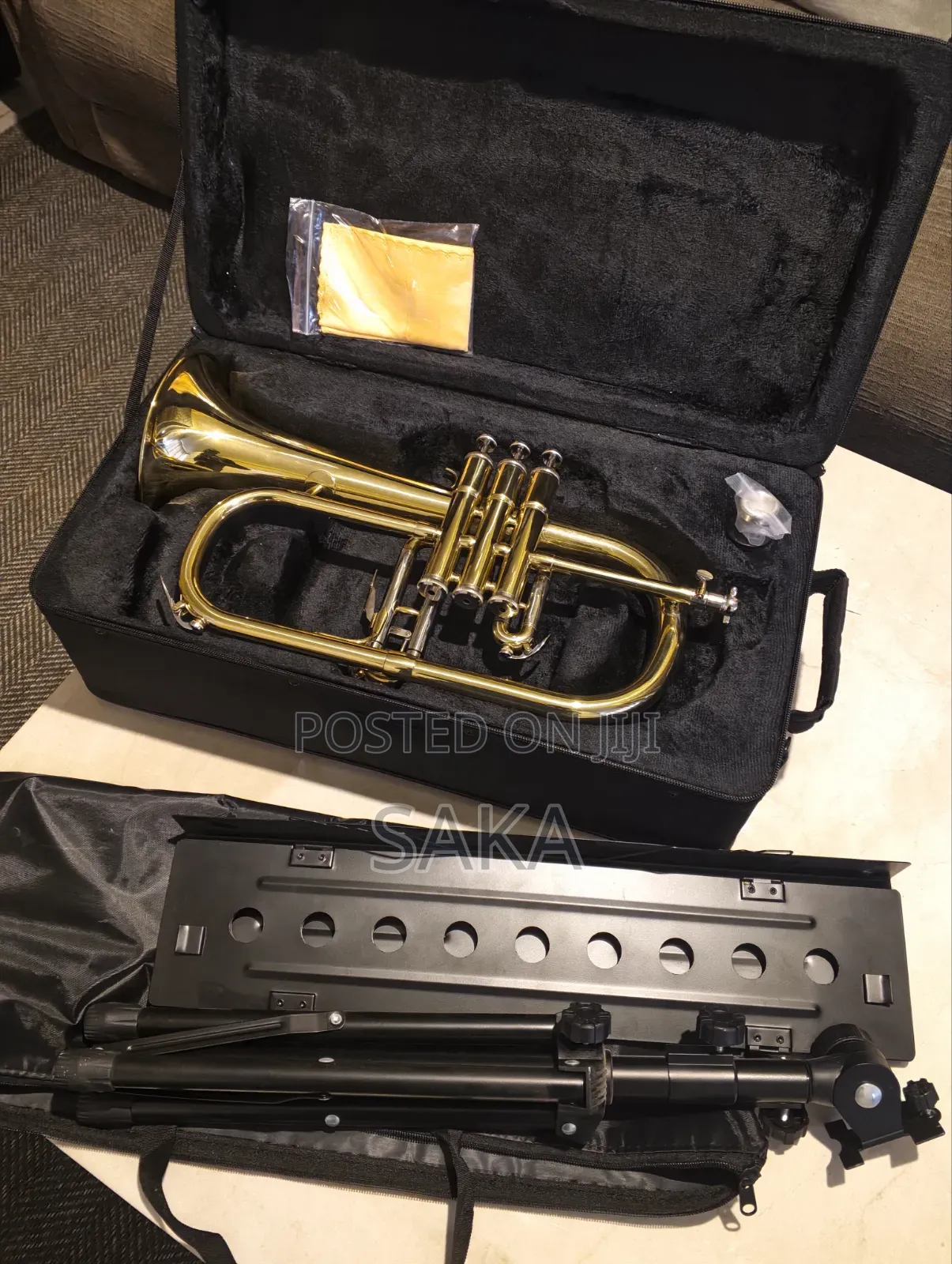 Flugelhorn With a Music Stand.