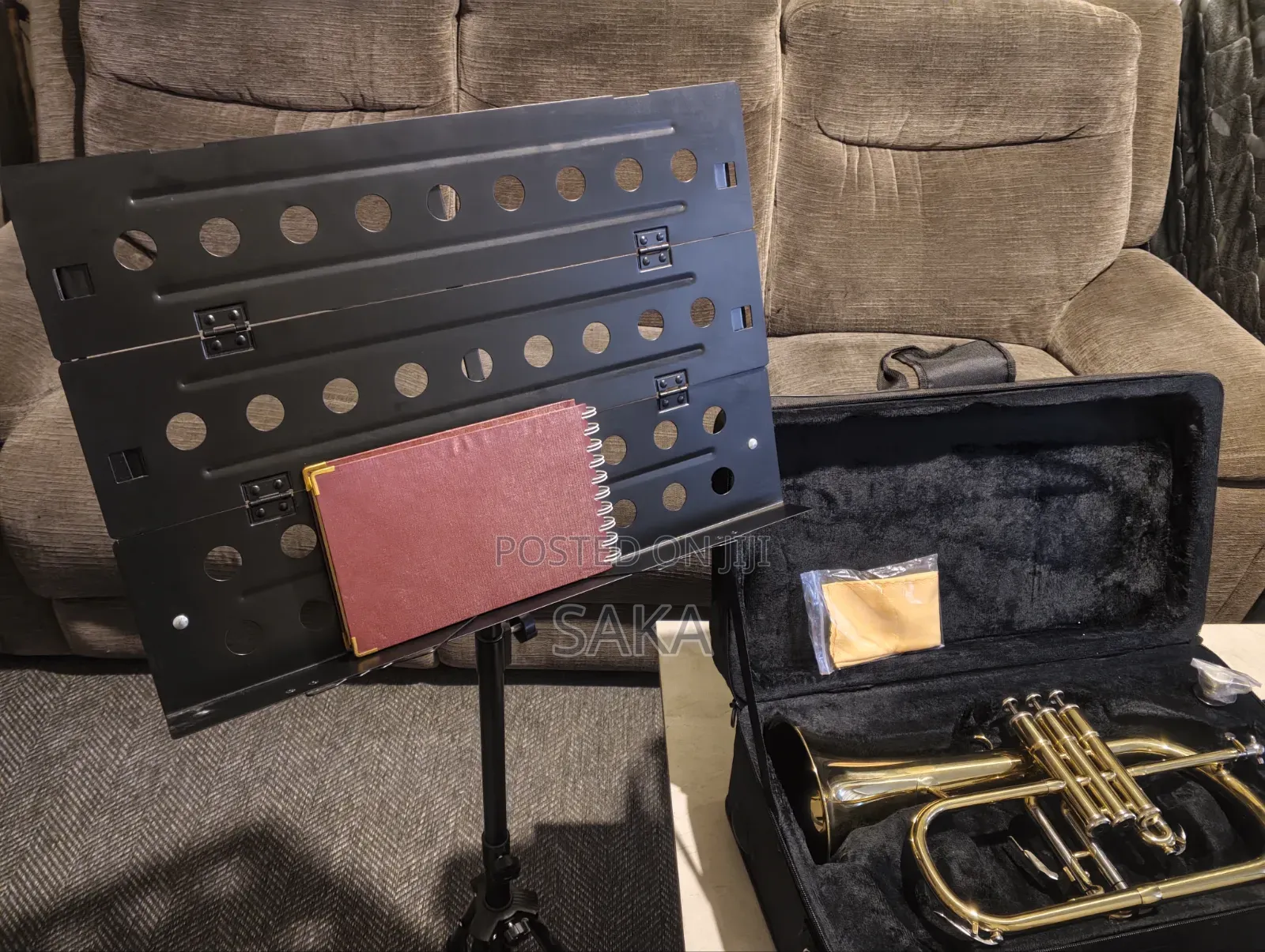 Flugelhorn With a Music Stand.