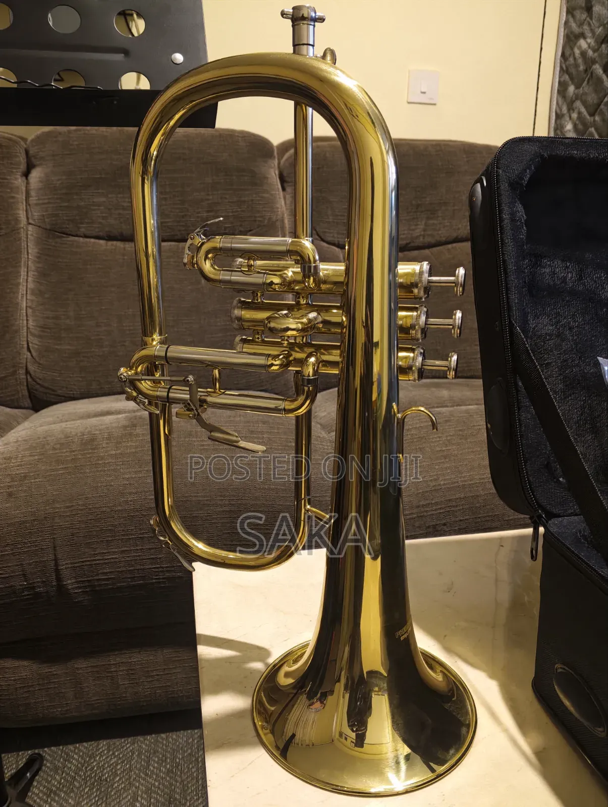 Flugelhorn With a Music Stand.