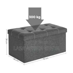 Lasa Foldable Grey Linen Storage Bench - 3-in-1 Ottoman, 79.5x39.5cm,