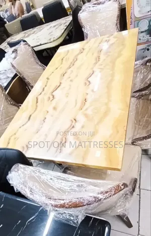 Elegant High-Gloss Marble Effect Family Dining Set. We Offer Delivery!