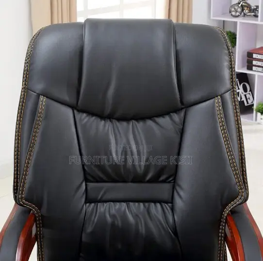 Executive Leather Office Chair-Mahogany Arms