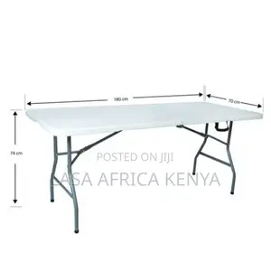 Lasa 180cm Folding Table - White Plastic, Indoor/Outdoor Use, Portable