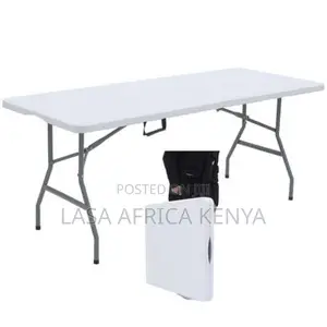 Lasa 180cm Folding Table - White Plastic, Indoor/Outdoor Use, Portable