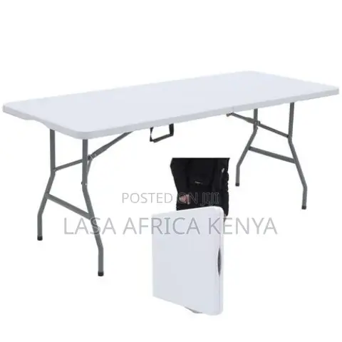 Lasa 180cm Folding Table - White Plastic, Indoor/Outdoor Use, Portable