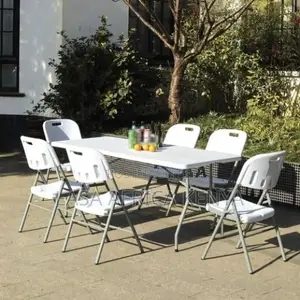 Lasa 180cm Folding Table - White Plastic, Indoor/Outdoor Use, Portable