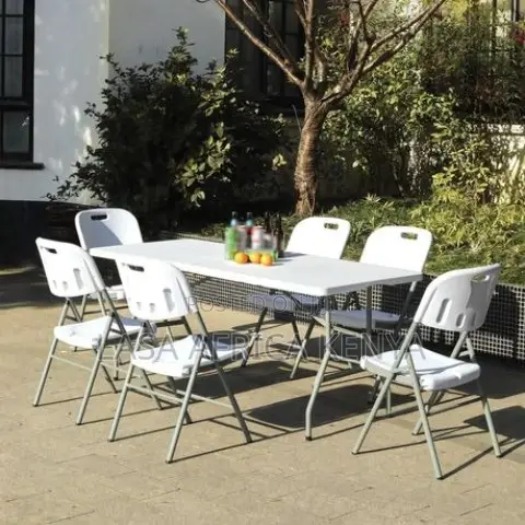 Lasa 180cm Folding Table - White Plastic, Indoor/Outdoor Use, Portable