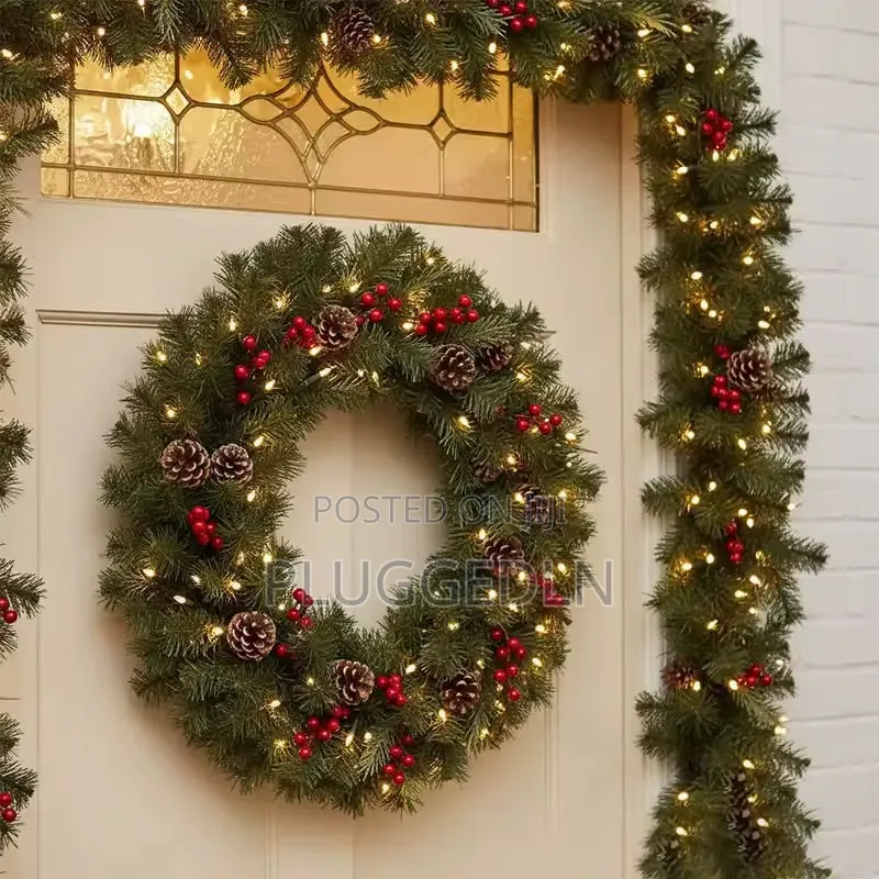2.7meters Predecorated Green Garland With Inbuilt Light