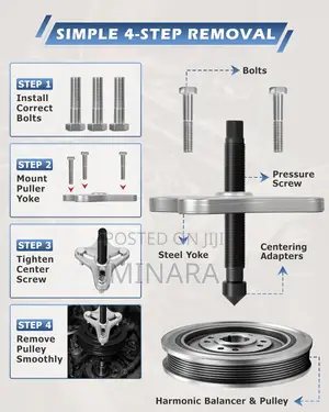 46 Pcs, Harmonic Balancer Puller, Steering Wheel, Gear & Crank Puller