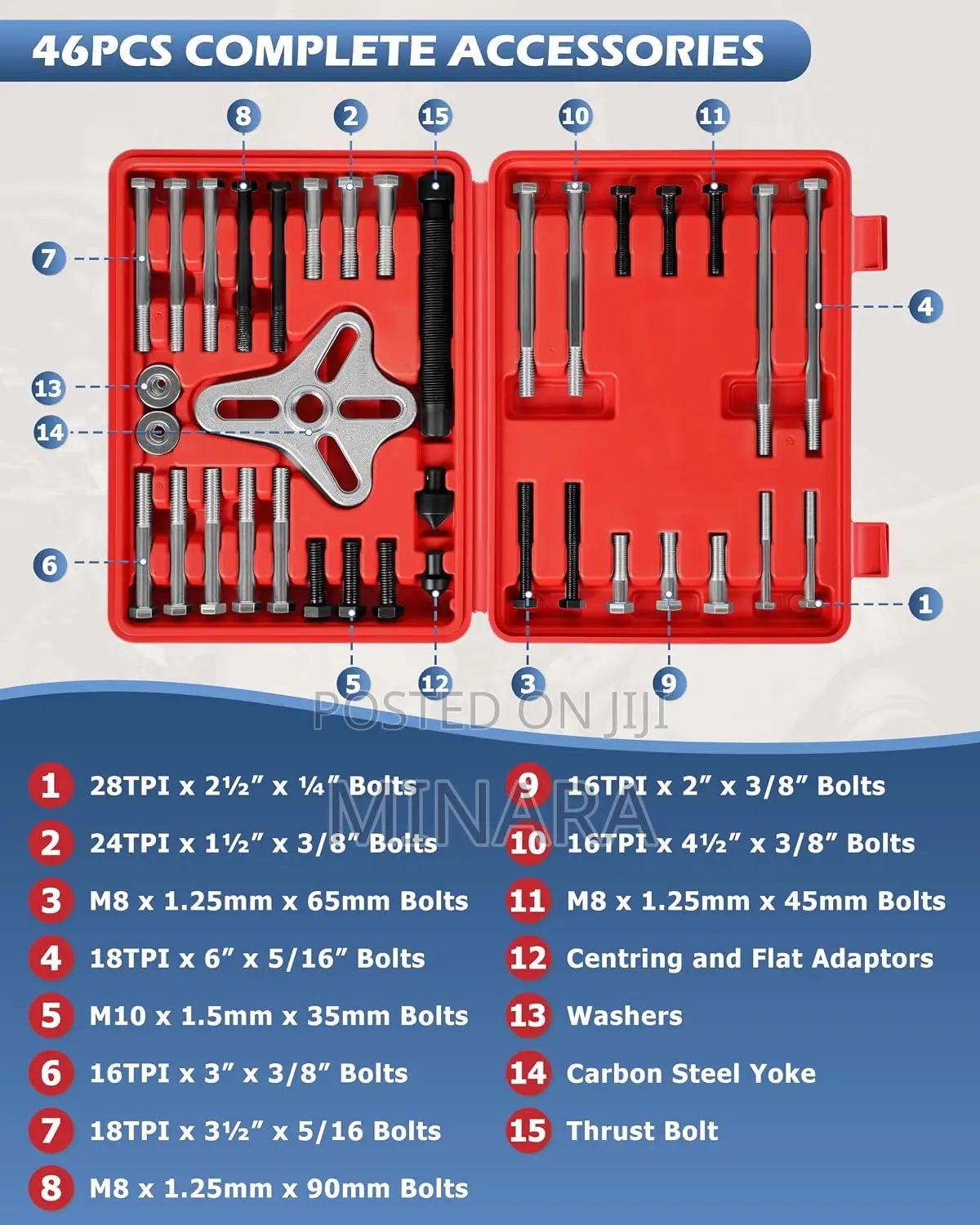 46 Pcs, Harmonic Balancer Puller, Steering Wheel, Gear & Crank Puller