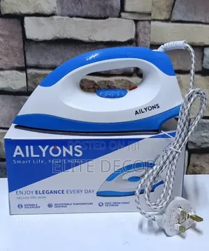 Ailyons HD198A-S Electric Dry Iron Box in White and Blue.
