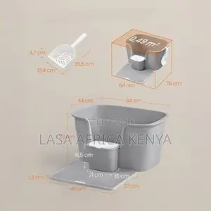 Extra Large Grey Cat Litter Box With High Sides Scoop