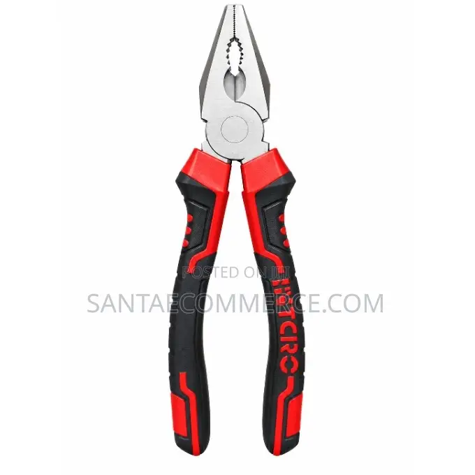 Combination Pliers With Red and Black Non-Slip Ergonomic Handles