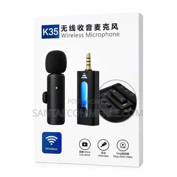 K35 Wireless Lavalier Microphone With Audio Receiver for Live Stream