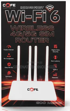 COFE Wi-Fi 6 Wireless 4g/5g SIM Router 300Mbps 4g/5g Router 4 Antennas