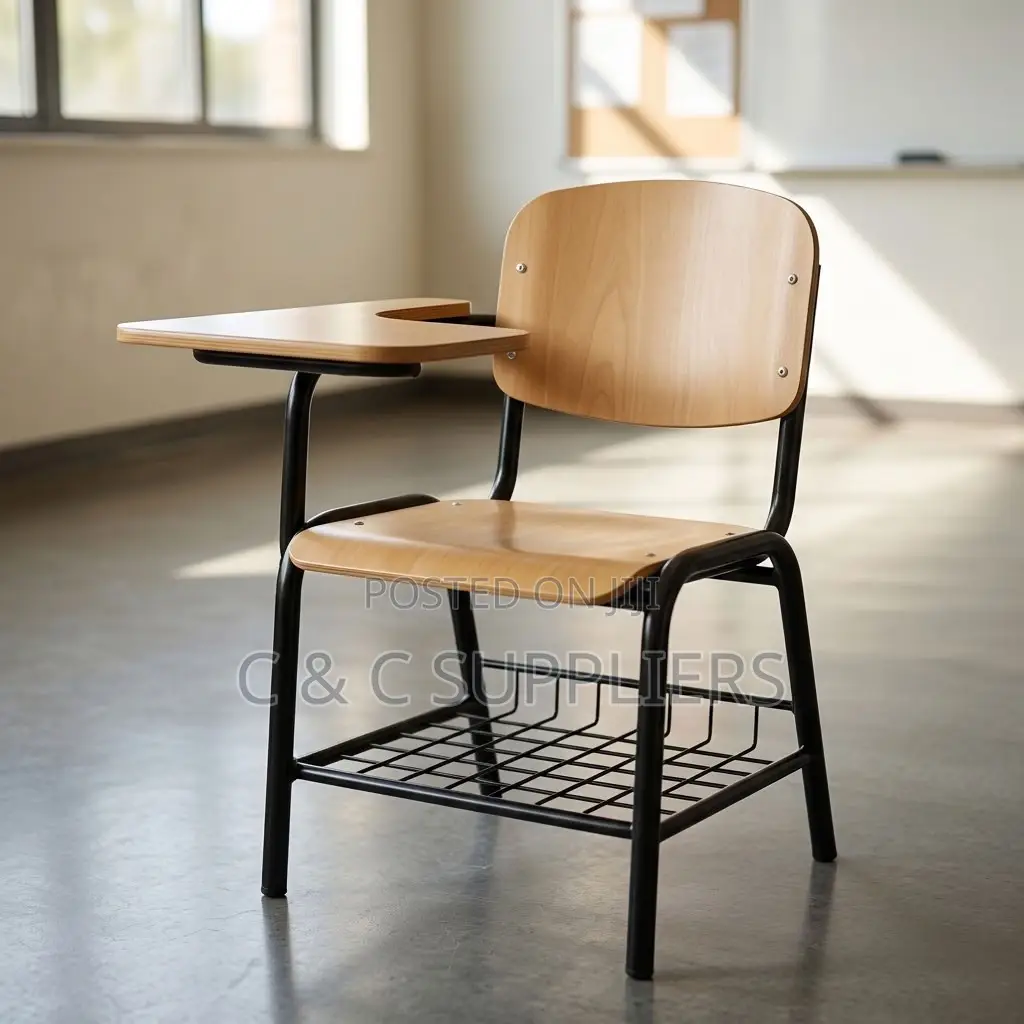 Classroom Study Chair With Writing Pad.