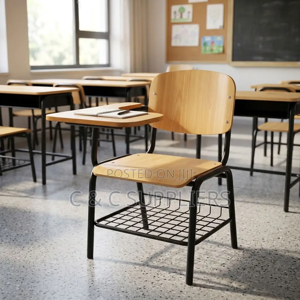Classroom Study Chair With Writing Pad.