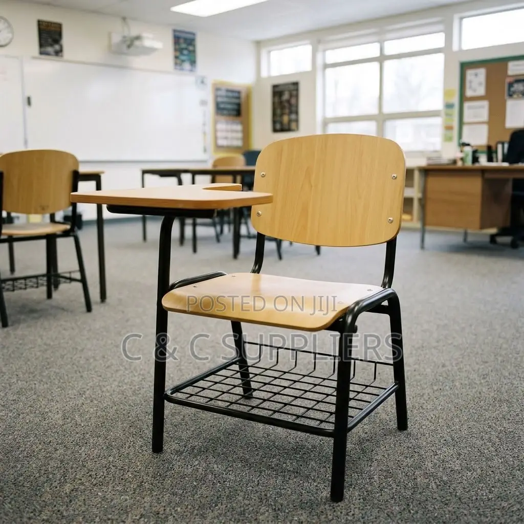Classroom Study Chair With Writing Pad.