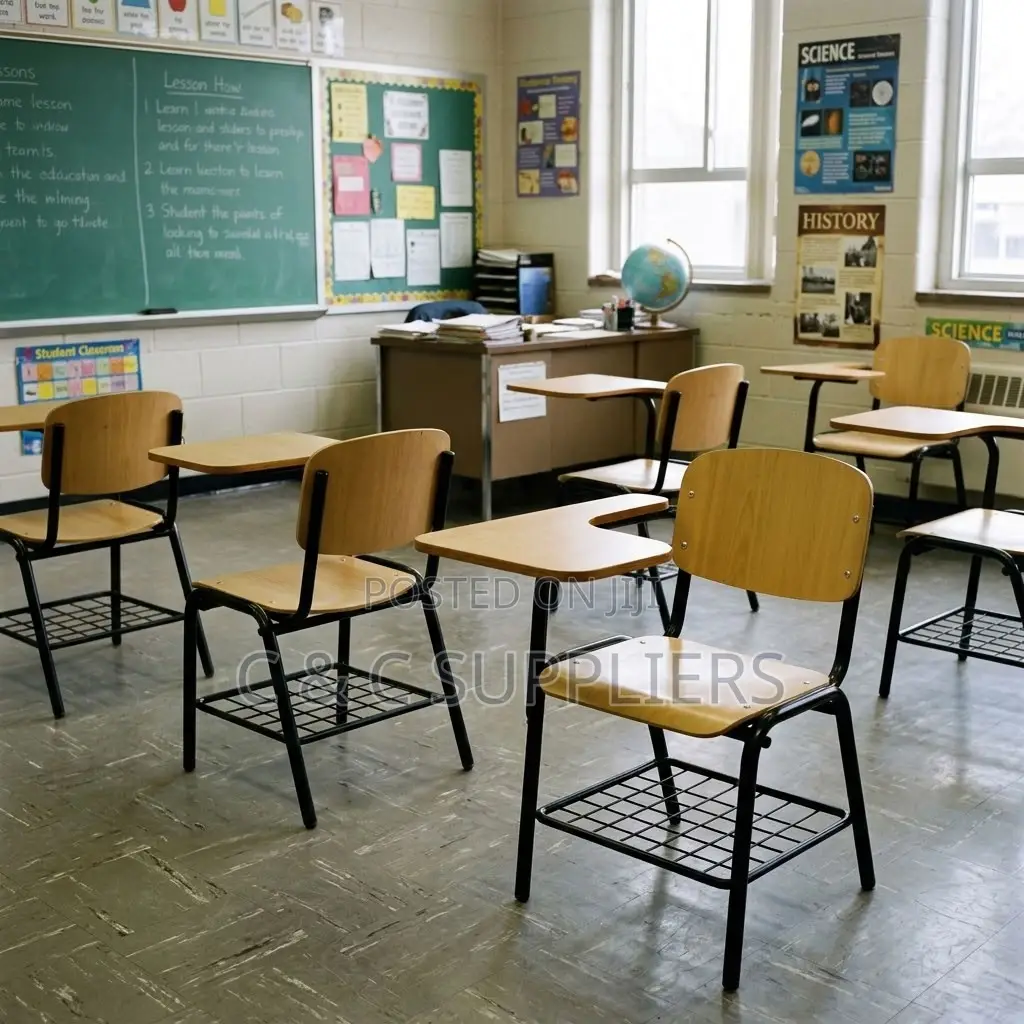 Classroom Study Chair With Writing Pad.