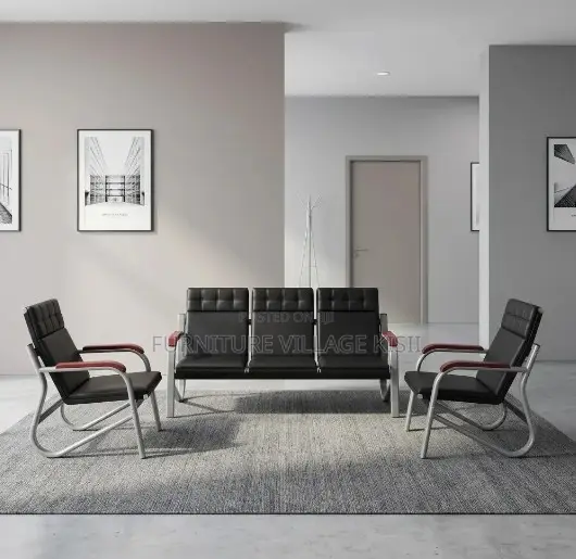 5-Seater Reception Office Sofa- Black and Brown