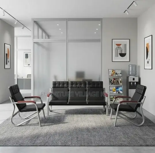 5-Seater Reception Office Sofa- Black and Brown