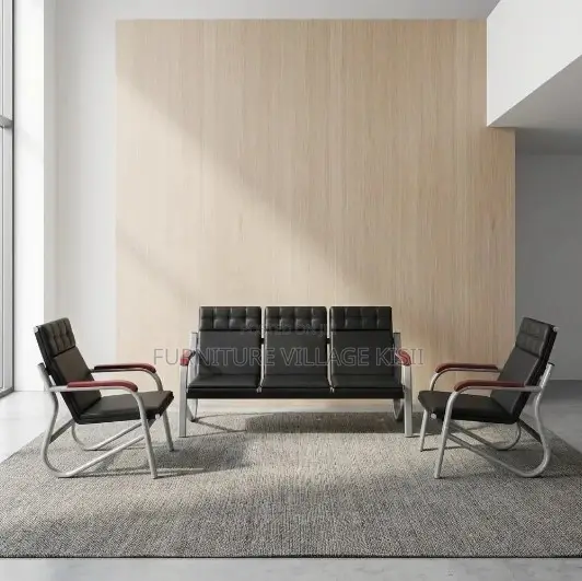 5-Seater Reception Office Sofa- Black and Brown