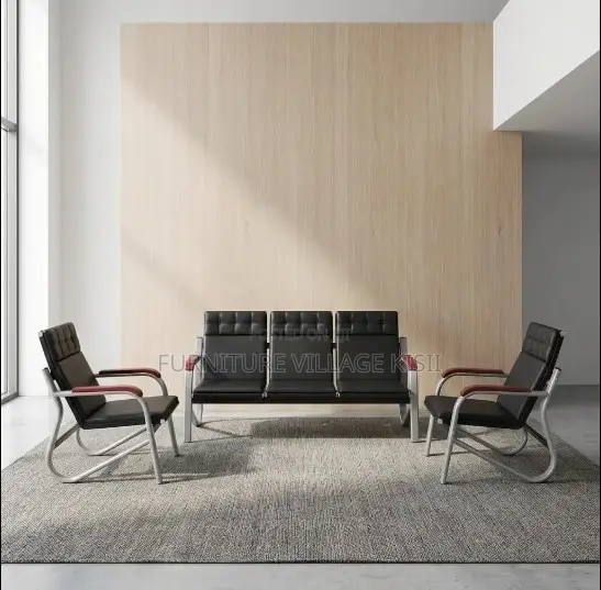 5-Seater Reception Office Sofa- Black and Brown