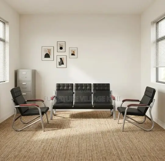 5-Seater Reception Office Sofa- Black and Brown
