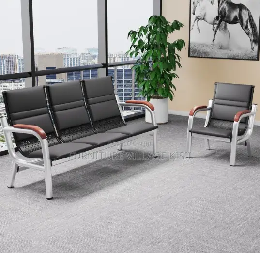 5-Seater Reception Office Sofa- Black and Brown