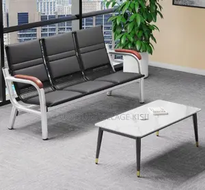 5-Seater Reception Office Sofa- Black and Brown