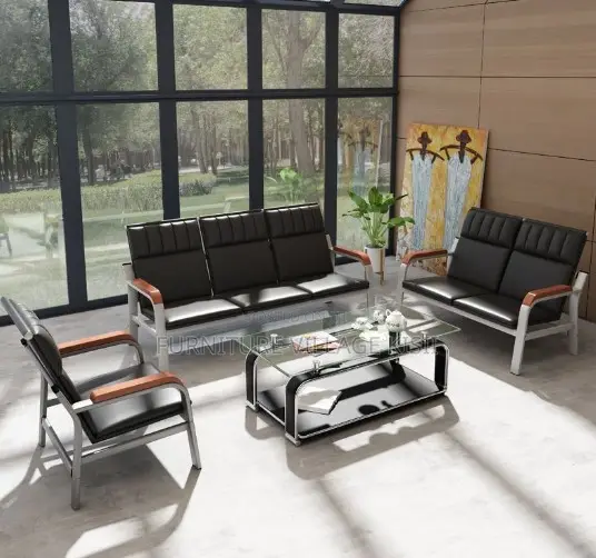 5-Seater Reception Office Sofa- Black and Brown