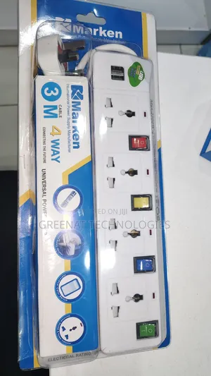 Marken 3M Cable 4 Way Universal Power Strip Extension Socket -2 USB