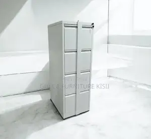 4 Drawer Metallic Organizer Cabinet With Vertical Security Bar
