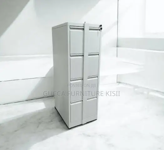 4 Drawer Metallic Organizer Cabinet With Vertical Security Bar