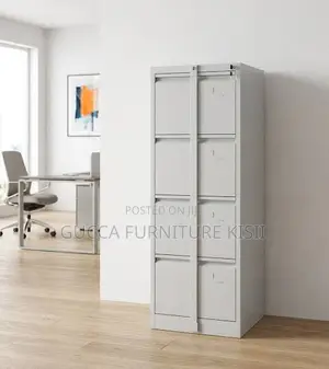 4 Drawer Metallic Organizer Cabinet With Vertical Security Bar