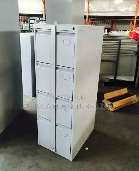 4 Drawer Metallic Organizer Cabinet With Vertical Security Bar