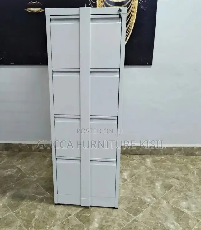 4 Drawer Metallic Organizer Cabinet With Vertical Security Bar