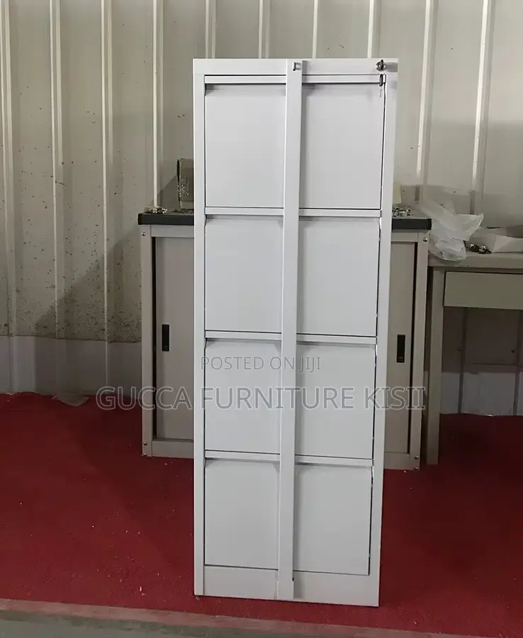 4 Drawer Metallic Organizer Cabinet With Vertical Security Bar
