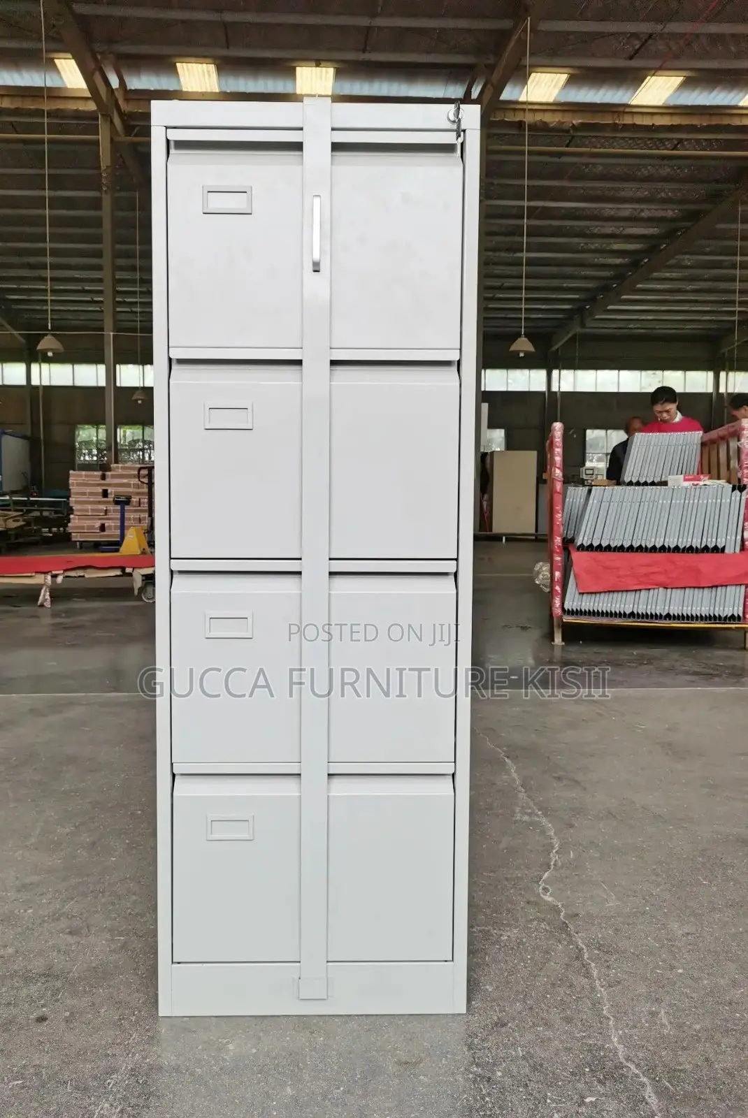 4 Drawer Metallic Organizer Cabinet With Vertical Security Bar