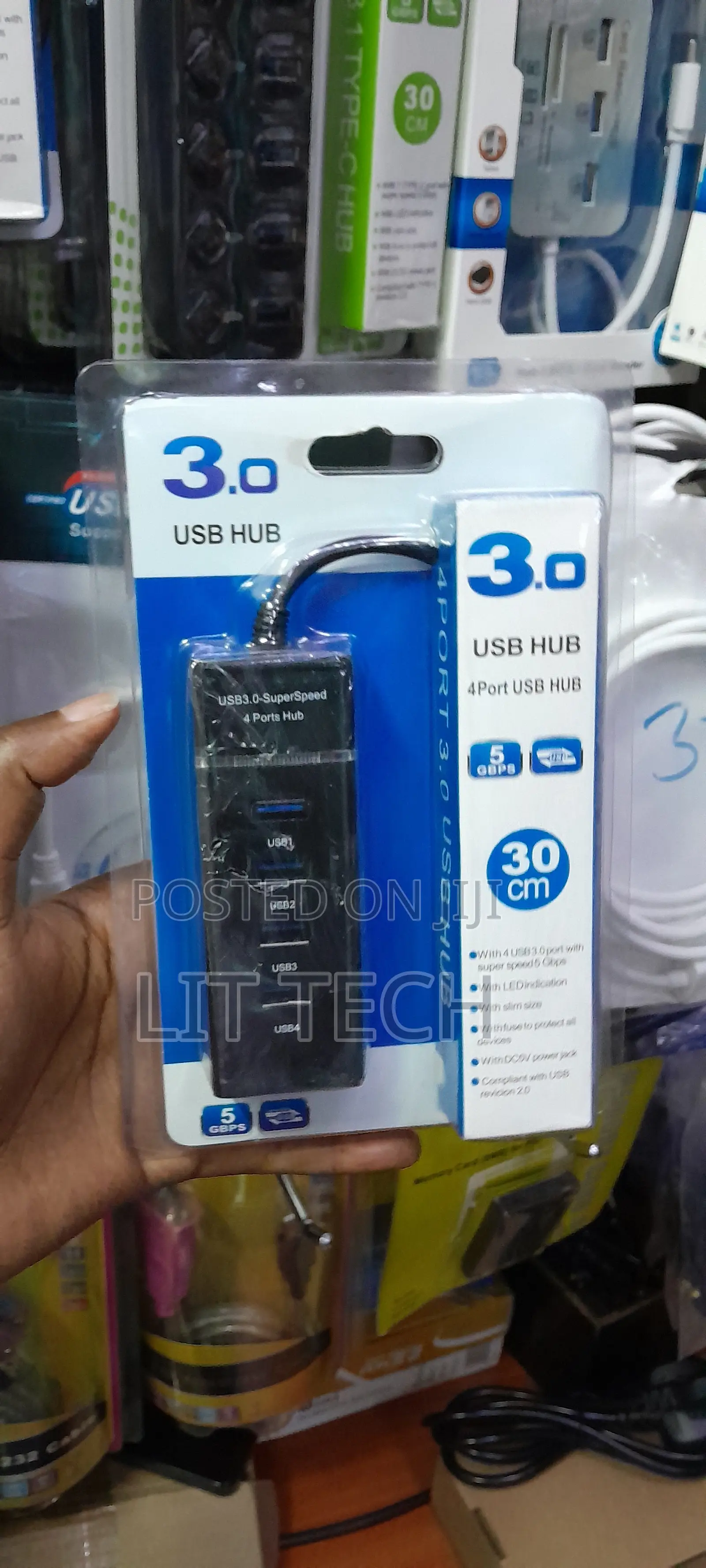Brand New 4-Port USB 3.0 SuperSpeed Hub (30cm Cable)