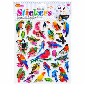Cute Bird Series Stickers With Colorful Bird and Flower Decorative