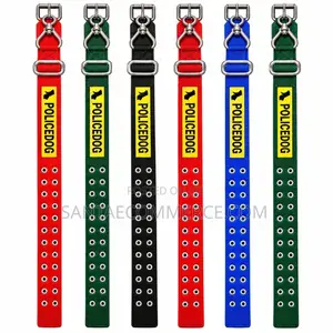Adjustable Police Dog Collar Strap With Metal Buckle Heavy-Duty Nylon